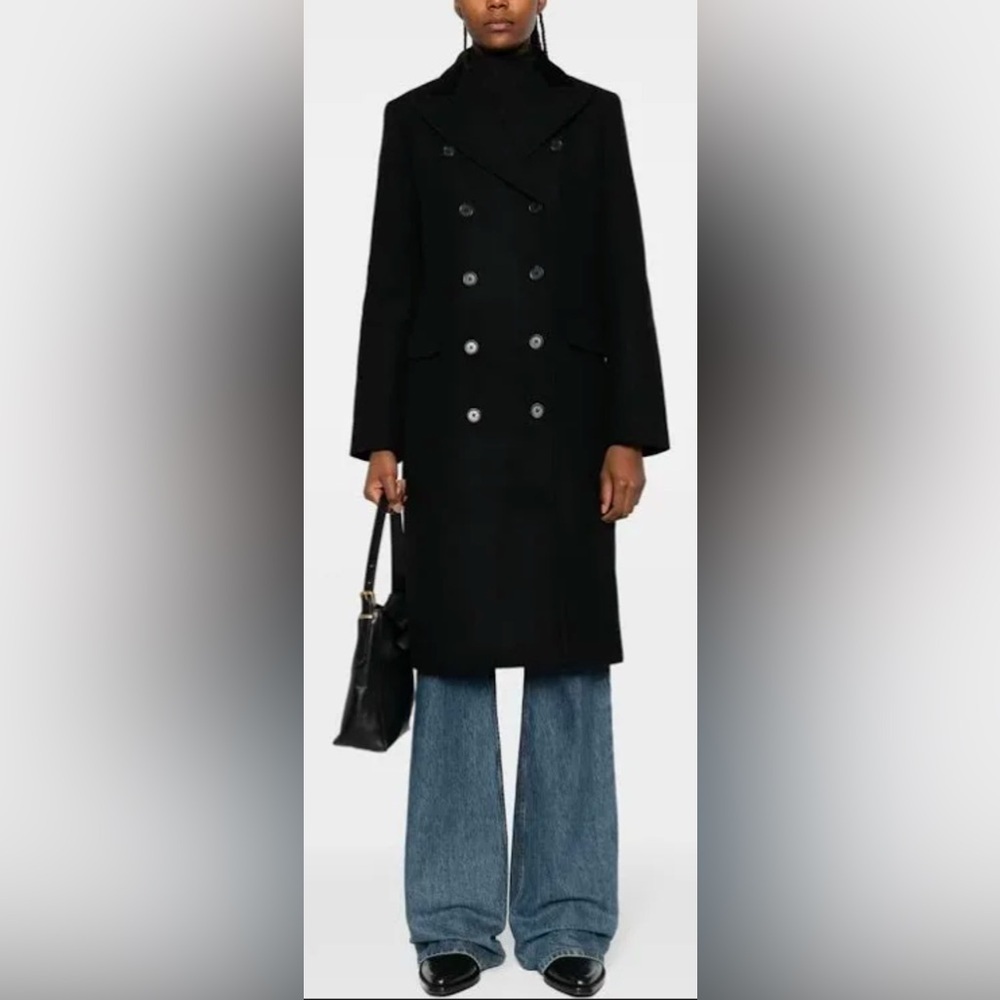 RALPH LAUREN Sz 6 Pea Coat Made in Canada Peak Lapels Double Breasted Lined